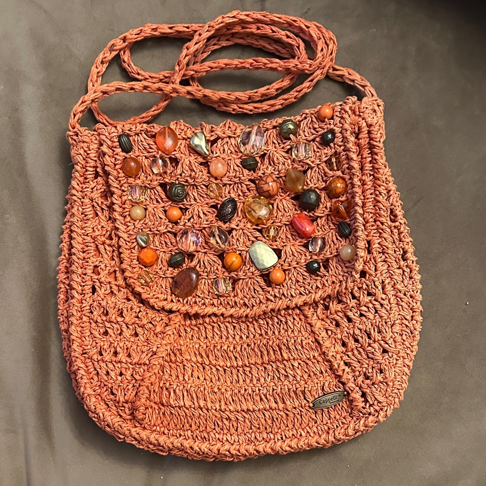 Cappelli Handcrafted Beaded Crochet Bag - Orange